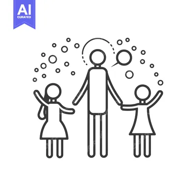Aset premium populer: Stick Figure Family with Thought Bubbles