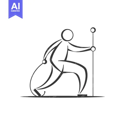 Aset premium populer: Stick Figure Hiking with Walking Stick