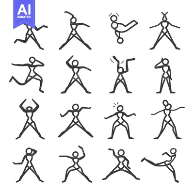 Stick Figure Illustrations Depicting Various Physical Activities and P
