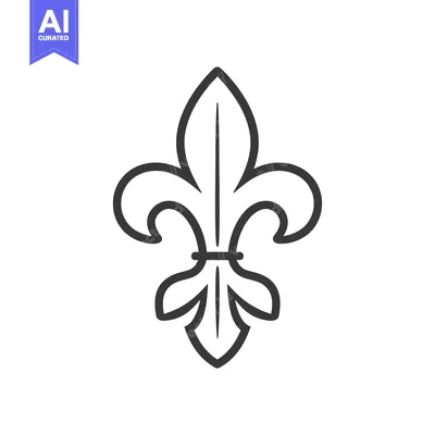 A Black and White Line Drawing of a Fleur-de-lis