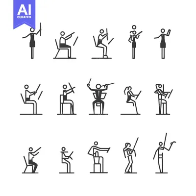 Stick Figure Musicians Playing Instruments in a Band