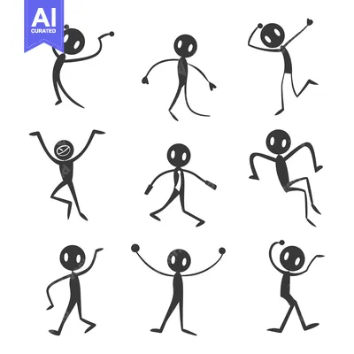 Aset premium populer: Stick Figure People in Various Poses