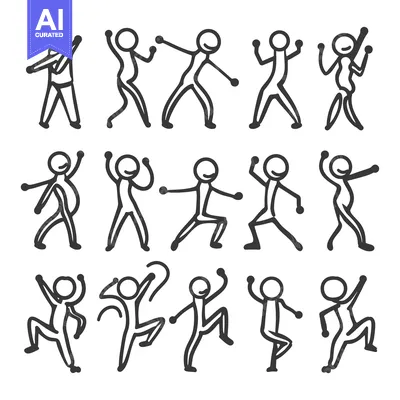 Premium design asset: Stick Figure People in Various Poses and Actions