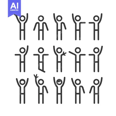 Stick Figure People with Arms Raised in Various Poses