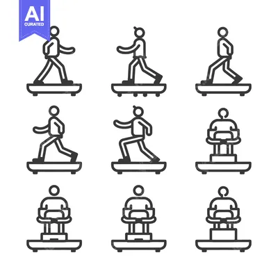 Aset premium populer: Stick Figure Personalities Exercising on a Treadmill