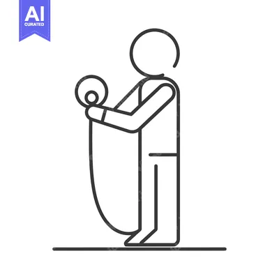 Aset desain premium: Stick Figure Person Holding a Rope