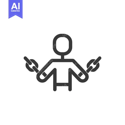 Stick Figure Person Holding Two Linked Chains