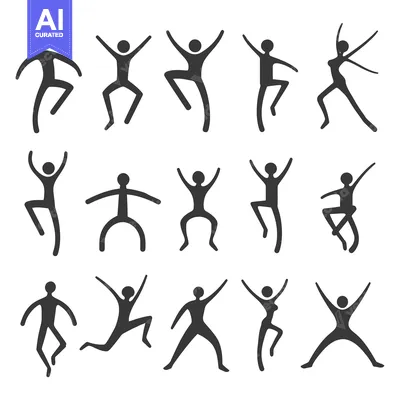 Stick Figure Silhouettes Demonstrating Various Dance Poses