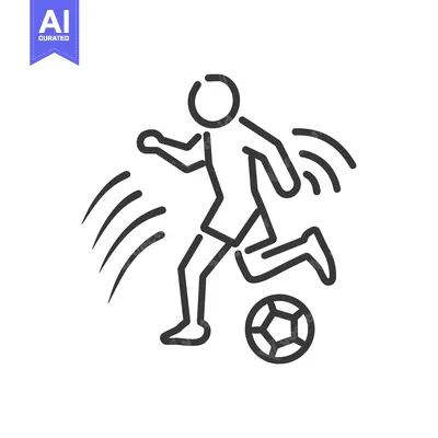 Stick Figure Soccer Player Kicking the Ball