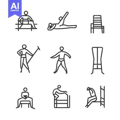Premium design asset: Stick Figures Performing Various Activities and Sitting on Different F