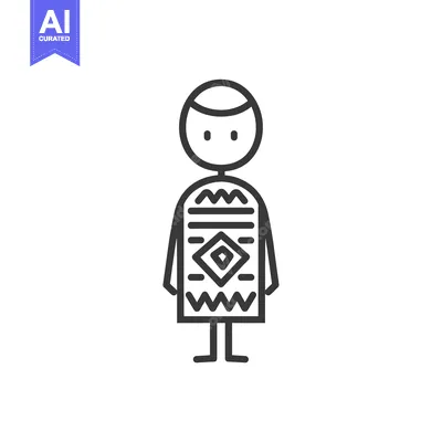 Aset desain premium: Stick Figure Wearing a Geometric Patterned Sweater