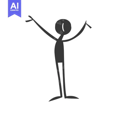 Stick Figure with Arms Raised in Celebration