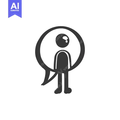 Stick Figure with Question Mark Inside a Speech Bubble