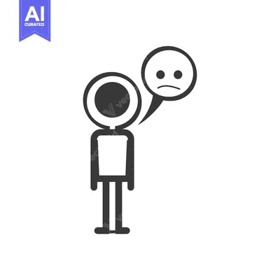 Aset premium populer: Stick Figure with Sad Speech Bubble