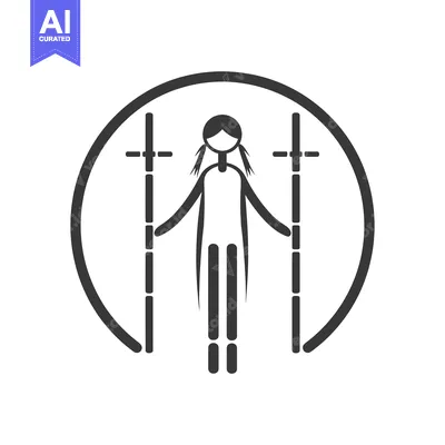 Aset premium populer: Stick Figure Woman Standing Between Two Posts