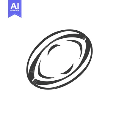 A black and white line drawing of a frisbee