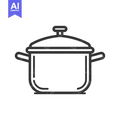 Aset desain premium: Minimalist Pot Icon: Clean Line Art for Culinary Design