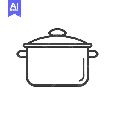 Minimalist Line Art: Cooking Pot with Lid, Kitchen Icon