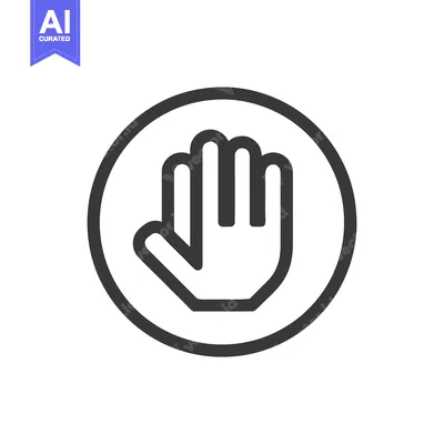Premium design asset: Minimalist Stop Hand Icon in Circle, Bold Outline, White Background