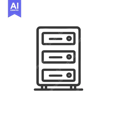 Minimalist Server Rack Icon: Data Storage and Network Infrastructure