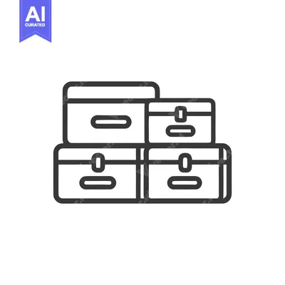 Stacked Storage Boxes Icon: Minimalist Outline for Organization and Mo