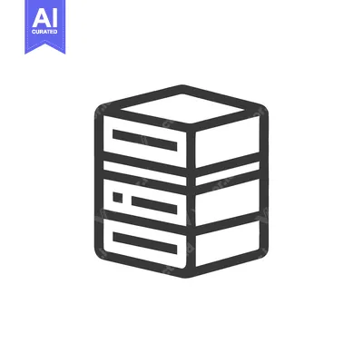 Minimalist Server Stack Icon: Bold Outline on White Background