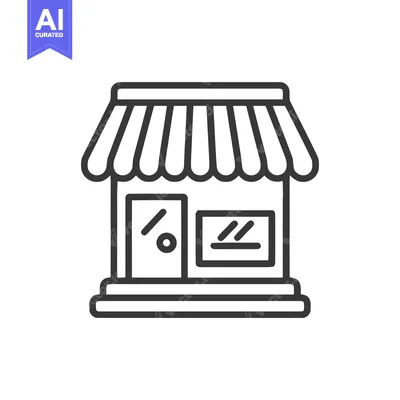 Minimalist Storefront Icon: Clean Line Art of a Small Business Shop