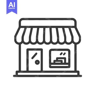 Premium design asset: Minimalist Storefront Icon with Awning and Display Window Design