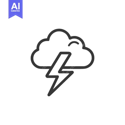 Popular premium asset: Minimalist Cloud and Lightning Bolt Icon on White Background