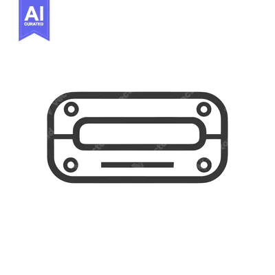 Minimalist Rectangular Icon with Rounded Corners and Circular Accents,