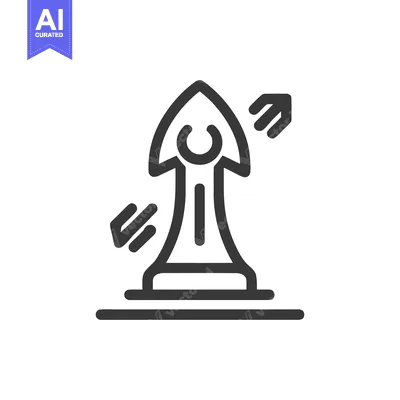 Abstract Icon of Chess Rook with Arrows Suggesting Movement and Strate