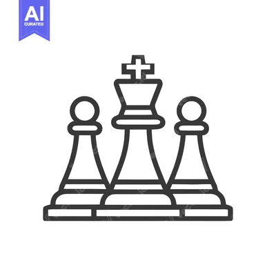 Aset premium populer: Minimalist Chess Pieces: King Protected by Pawns, Bold Outline Design