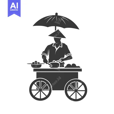 Aset premium populer: Street Food Vendor with Umbrella and Cart