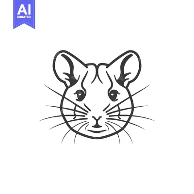 Popular premium asset: A Black and White Line Drawing of a Gerbil's Face
