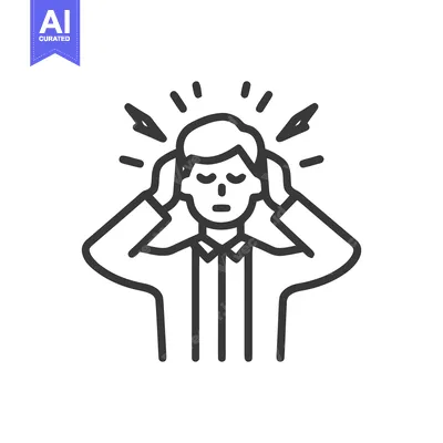 Popular premium asset: Line Art: Man with Headache, Stress, or Migraine Holding Head