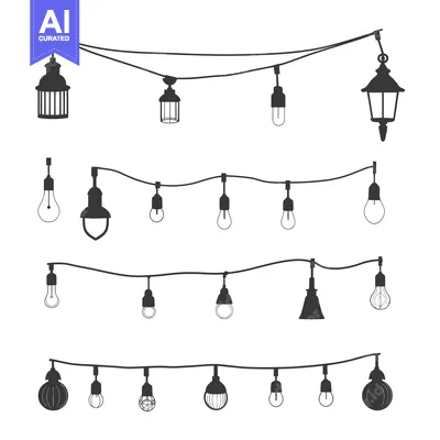 String of Silhouette Light Bulbs and Lanterns