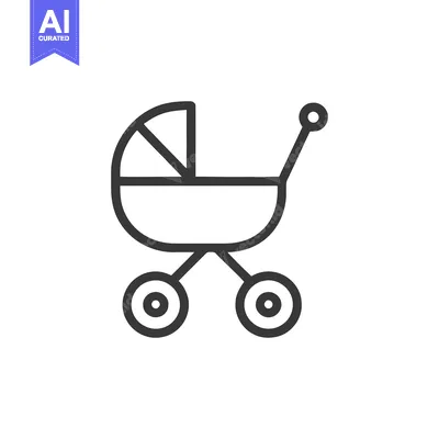 Minimalist Baby Stroller Icon: Clean Line Art Design on White Backgrou