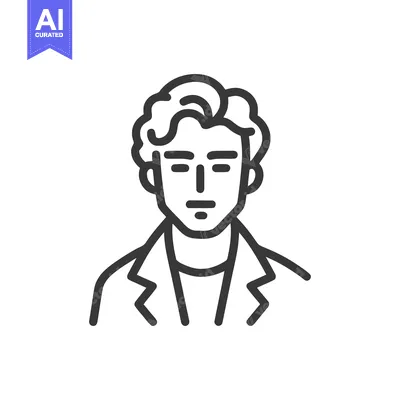 Minimalist Line Art Portrait: Man with Wavy Hair and Blazer