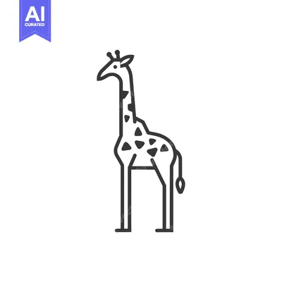 A Black and White Line Drawing of a Giraffe