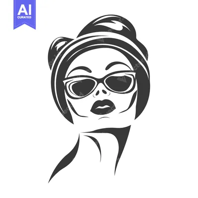 Aset desain premium: Stylish Woman with Sunglasses and Updo Hairstyle