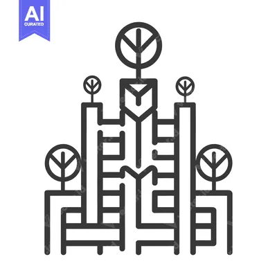 Stylized Abstract Tree with Buildings