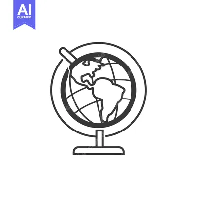 A Black and White Line Drawing of a Globe