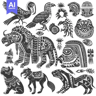 Stylized Animal Illustrations with Geometric Patterns