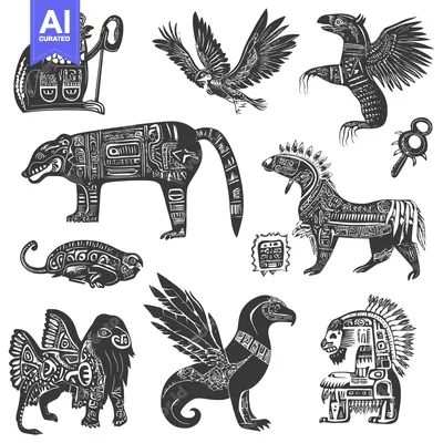Stylized Animalistic Creatures with Geometric Patterns