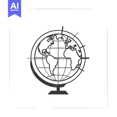 Aset premium populer: A Black and White Line Drawing of a Globe