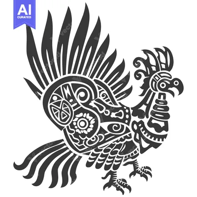Stylized Aztec Eagle with Intricate Geometric Patterns