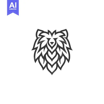 Aset desain premium: Stylized Bear Head with Detailed Fur