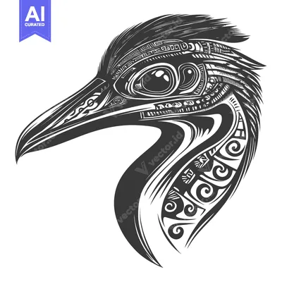 Aset premium populer: Stylized Bird Head with Detailed Geometric Patterns