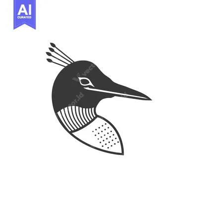 Aset premium populer: Stylized Bird Head with Feathers and Geometric Patterns