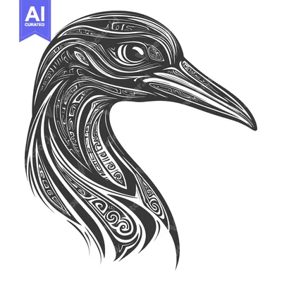 Stylized Bird Head with Intricate Pattern Design